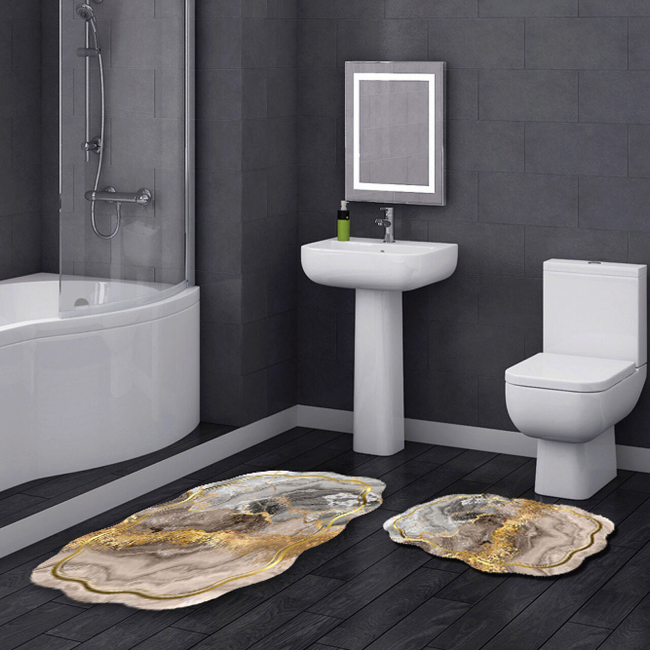 Set covorase de baie, L'essentiel Maison, 21018415Bj, Alb / nurcă / auriu - imagine 6